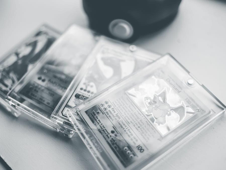 Collectible trading cards in clear protective cases